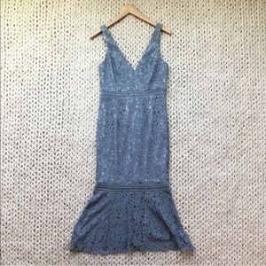 Bardot Lace Mermaid Dress - Lavender Grey